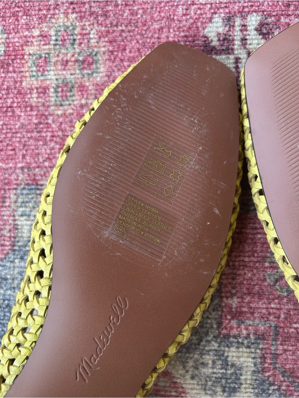 Madewell The Mylie Woven Ballet Flats Yellow Leather Sz (Runs Large) - Picture 9 of 10